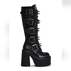 Edgy Black Spiked Heeled Boots
